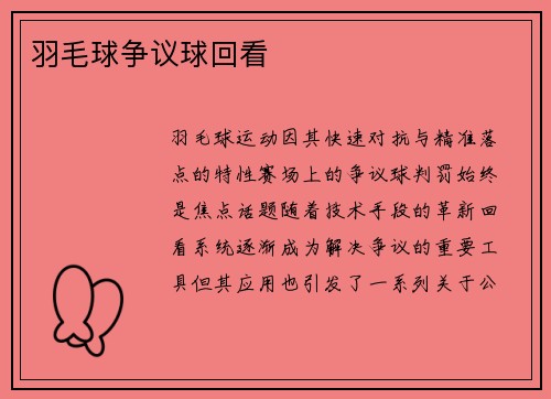 羽毛球争议球回看