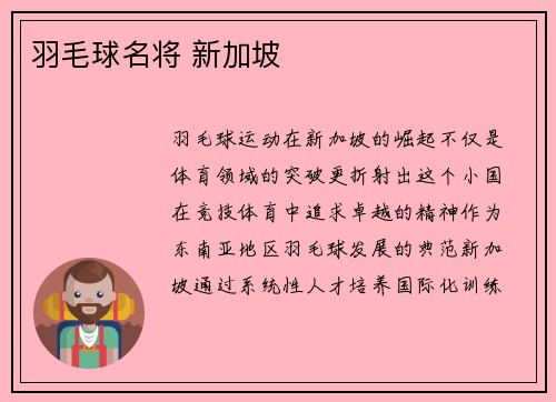 羽毛球名将 新加坡
